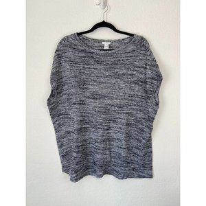 PureJill women's medium heather‎ grey knit oversized sweater top linen cotton